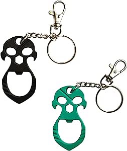 Multi function Safety No Touch Door Opener Keychain Tools Anti Touch Keys, Bottle Opener Keyring (Black&Green)