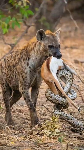 Python ने Baby Impala को पकड़ा 😱 लेकिन Hyena ने पूरा शिकार छीन लिया! | Wild Animal Fight