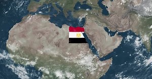 4K Globe Map of Egypt with a flag (Highlighted)