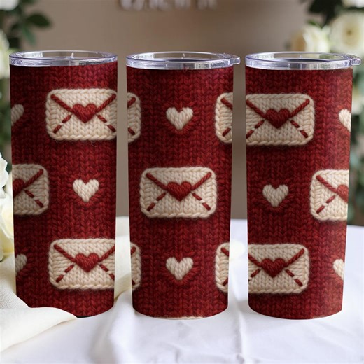 Valentines Day Envelope PNG, Seamless Tumbler Wrap, Red Faux Yarn - Etsy
