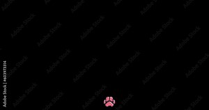 Pixel art animal paw prints. Pixel cute cartoon funny paws along the path. Pixel art 8 bit old school for games