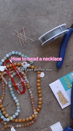 Easy beaded necklace tutorial! 💕🔥🥂 #howtomakejewelry #howtowirewrap #howtobead #beadingtutorial