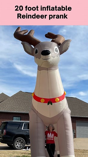 MELISSA BEELER | Wife & Mom Humor on Instagram: "In case you’ve ever wondered where Ryan gets his facial expressions from- it’s his mom. 🤣 Do you think she needs a few more 20 foot inflatables in her yard?! There’s plenty of room!! . . . . . #prank #husbandandwife #couples #funny #pranks #christmasdecor #christmasdecorations #familyhumor Pranks, couples, fun couple , married life, family , Christmas inflatables , marriage"