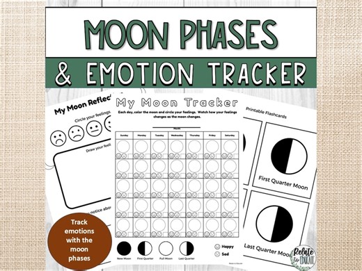 Moon Phases Journal & Emotion Tracker for Kids (printable) - Etsy