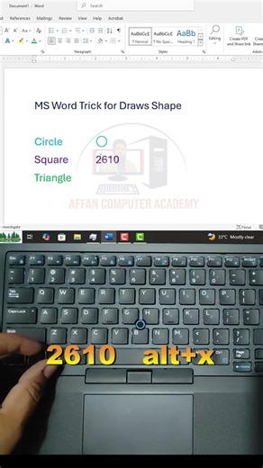 How to Insert Shapes in MS Word Using Code + Alt+X | MS Word Secret Trick