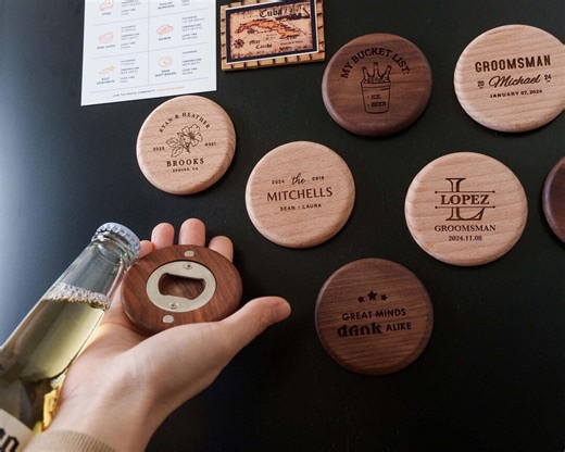 Set of 4, 10, 50 Engraved Magnet Bottle Opener, Beer Opener, Wedding Favors Gift, Magnetic Fridge Opener, Gift for Him, Custom Bottle Opener - Etsy