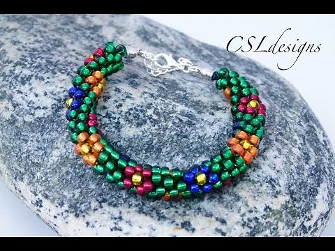 Flower beaded kumihimo bracelet