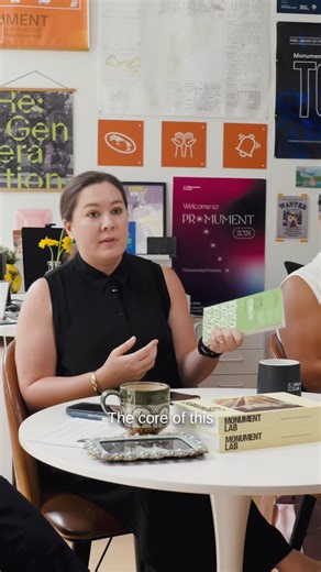 Monument Lab on Instagram: "@sashastiles transmedia practice reframes poetry as both art and technology—a means of encoding human experience across space and time—and blends text, image, and algorithm to explore the role of human voice in a digital age. Sneak peek from our roundtable conversation featuring Monument Lab’s 2025 Fellows, Danielle Boyer, Tracie D. Hall, Cierra Kaler-Jones, and Sasha Stiles in conversation with Senior Curator Yolanda Wisher. The 2025 Fellowship program centered aroun