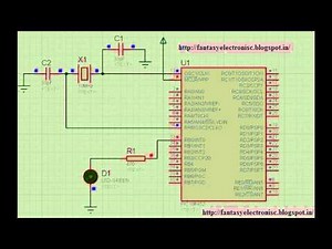 LED Blinking using PIC18F452 include keil(c code and hex )and Proteus simulation