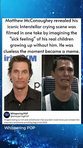 Matthew McConaughey revealed his iconic Interstellar crying scene was filmed in one take by imaginin