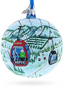Aspen Snowmass Ski Resort, Colorado, USA Glass Ball Christmas Ornament 4 Inches