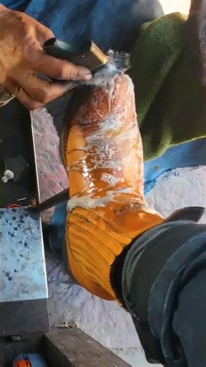 Cleaning cowboy boots #asmr #shorts #shoeshine