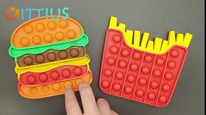 KITTIUS Push Pop Fidget Toys，Figit Sensory Toys,Push Pop Bubble Fidget Sensory Toy for Kids and Adults (Burger + Fries)