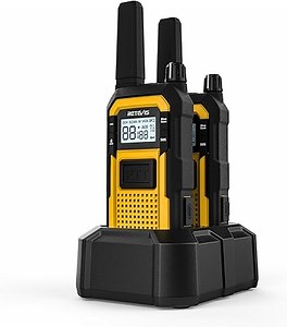 Retevis RB648 Walkie Talkie, Robust Funkgerät Wasserdichtes, Erweiterte Triple Proof, Dual PTT, 2000 mAh Typ C, Vibration SOS PMR446 Lizenzfrei Funkgeräte für Widrigsten Umgebungen (2Stück, Gelb)
