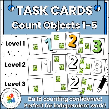 Counting Objects 1-5 | Task Cards | Differentiated Math Centers | PreK & Autism