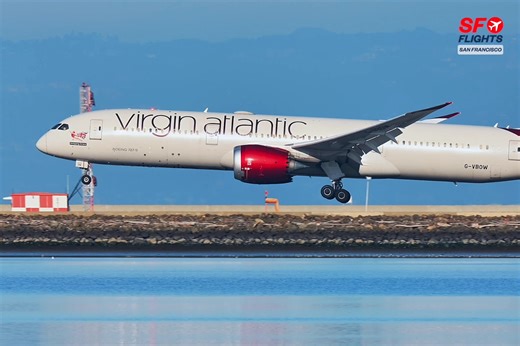 6.5K views · 198 reactions |  Smooth Arrival!  Virgin Atlantic G-VBOW 787-9 Dreamliner Landing at SFO from London | Dec. 2, 2025 -- #planespotting #sfo #virginatlantic #boeing787 #dreamliner #aviationlovers #smoothlanding #sfflights #fblifestyle | SF.Flights | Facebook