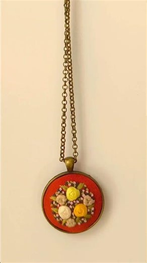 From Thread to Beauty ✨ Hand Embroidered Floral Necklace Tutorial #embroideryart #diy