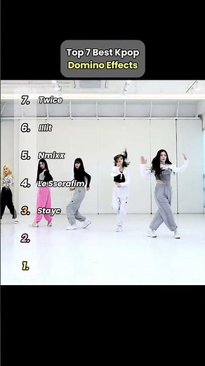 Top 7 Best Kpop Domino Effects #kpop #twice #stayc #straykids #lesserafim #rank #best #viral #illit