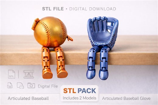 Baseball STL Pack, Articulated Baseball and Glove 3D Print Figures, 2 STL Files, Digital Download for 3D Printing.pack Stl Print 3D. - Etsy Canada
