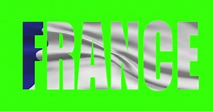 France Country Lettering Word Text Flag Waving Animation Green Screen