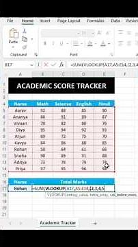 Learn how to use the SUM + VLOOKUP formula in Excel to calculate total marks in seconds. #excel