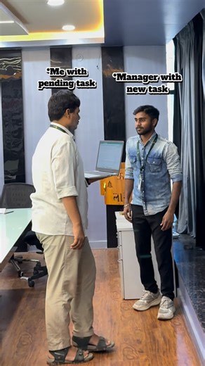 NXTSYNC PVTLTD🚀 on Instagram: "“Manager: New task assigned. Employee: Pending work left the chat.”😂 . . . . #corporatelife #officereels #workpressure #officehumor #relatablecontent"