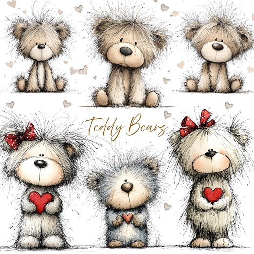 38 Whimsicsl Teddy Bears Clipart, Png’s for Prints, Shirts, Cards, Crafts (digital Download) - Etsy