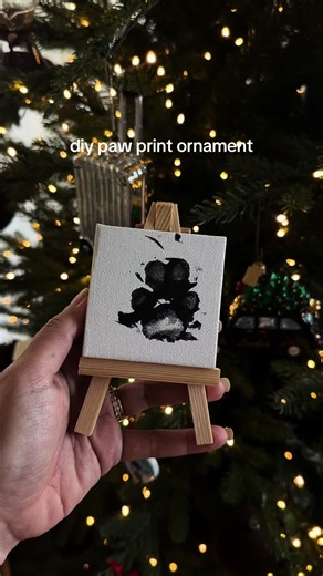 glue the canvas down to the stand and loop a string to hang on the tree 🎄 got all the material from @Walmart #diy #diyornaments #christmas #christmastree