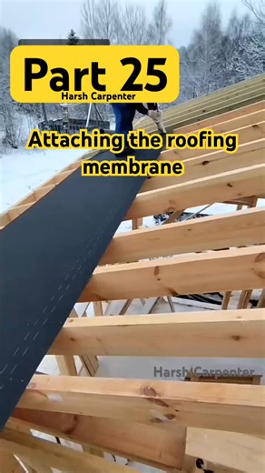 We attach the roofing membrane to the rafters of the frame house #carpenter #homeconstruction | Billie McLeod