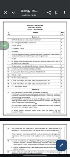 CBSE CLASS 12TH BIOLOGY SAMPLE QUESTION PAPER 2025