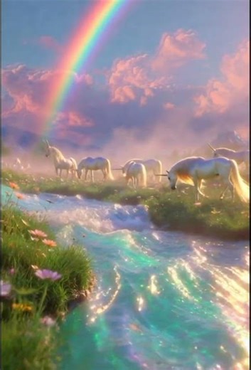 Magical Unicorns at an Iridescent River | Ethereal Fantasy Dreamscape 4K