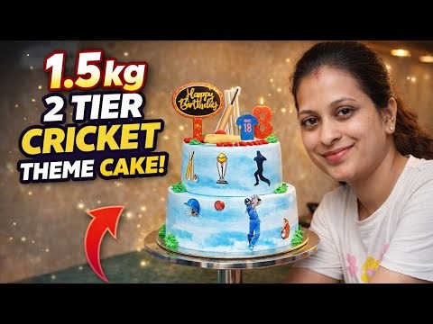 🔴Cricket Theme 2 Tier Cake 🏏 | 1.5 Kg Birthday Cake Decorating