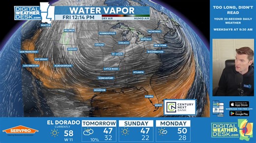 The Digital Weather Desk: Midday (Friday, 1/16/2026) | There will be a brief window for showers tonight, but most of us should stay dry. Colder air sets in through the weekend, especially for Sunday. Rain is back next week, and could set us up to end January on a soggy note. | Chief Meteorologist Jarod Floyd