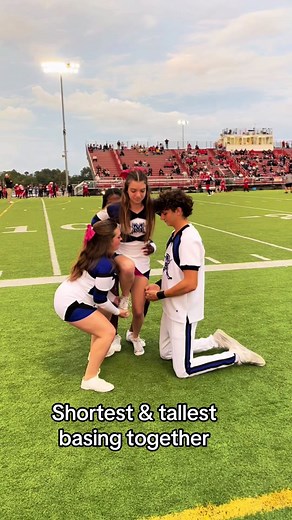 Shortest on the team and tallest on the team basing together 🤣 #shortest #tallest #basing #stunt #stunting #cheer #highschool #ccheerleading #cheerleaders #fyp