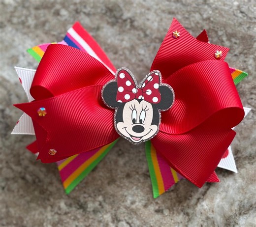 Handmade, Minnie Disney Inspired Girl Hair Bow, Disney Minnie Bow, 5.5in With Alligator Clip. - Etsy