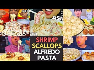 🦞🍤🍝 Creamy Seafood Alfredo Pasta ASMR! | MUKBANG COMPILATION 🍝🍤🦞