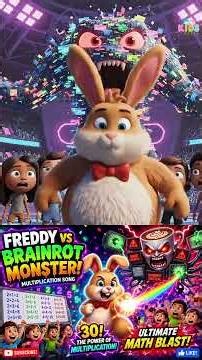 Multiplication Song for Kids | Freddy vs Brainrot Monster! #freddythebunny #math #brainrot
