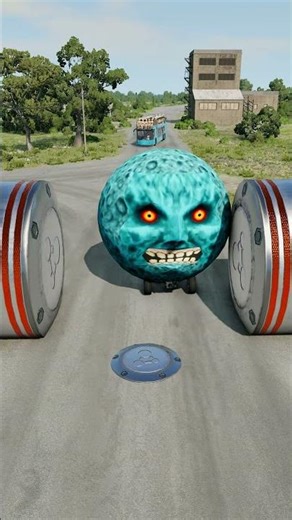 Long Colourful Capsule Buses vs Hydraulic Crush - BeamNG.Drive