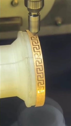 CNC Cutting Process Versace Style Gold Bangle ✨🔥 Luxury Greek Key Design Making #versacestylebangle