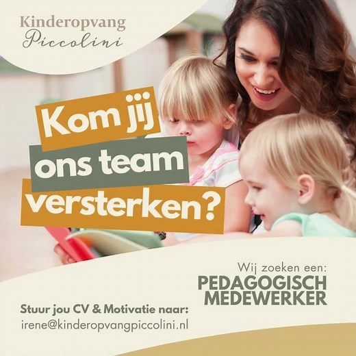 Vacature Pedagogisch Medewerker – Kinderopvang Piccolini