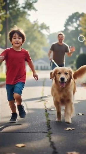a dog is chasing a boy #kids#dogchasingkid#tingles #relax
