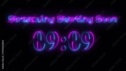 600 to 0 seconds, 10 minutes countdown with animated text streaming starting soon, 4k video on green background. Motion graphics of time countdown concept