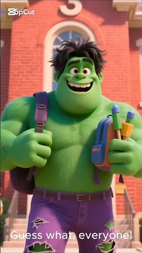 Hulk Goes to School 🏫🎒💚| Fun Kids Story👶#hulk #viral #shortsfeed #shortsvideo #shorts #funny #fypシ