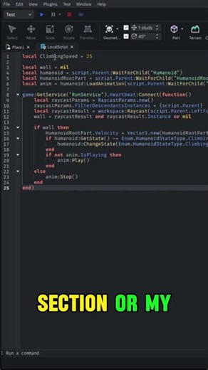 🔨 Part 10: How to make a Wall Climbing System in Roblox Studio. #roblox #robloxshorts #robloxstudio