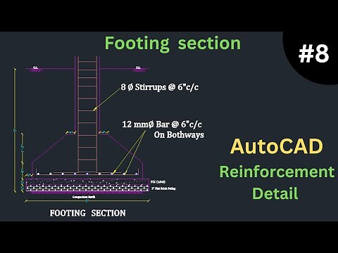 Footing Section with Reinforcement Detail in AutoCAD | Foundation Reinforcement Detail | Tech Yatra