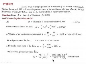 Problem on pressure drop in Ducts
