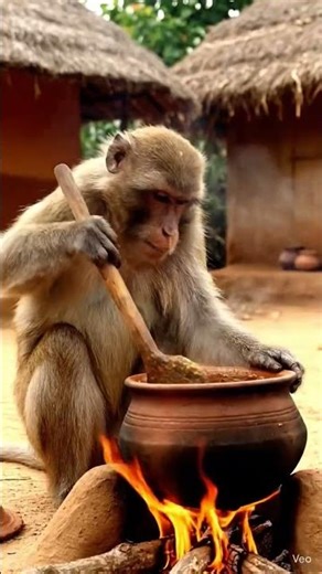Monkey cleaning and washing the clothes #monkey