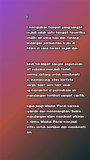 CONTOH TEKS DESKRIPSI WADUK PACAL