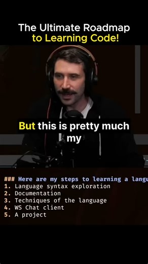 Technology |Business |AI on Instagram: "Want to learn any programming language FAST? @theprimeagen shares his roadmap to mastering new languages efficiently!  From syntax exploration to hands-on projects, his approach is all about real-world practice. What’s your go-to method for learning a new language? Drop your thoughts below! ⬇️ FOLLOW @activeprogrammer to learn something new every day! #codingtips #programmingroadmap #learntocode #developerlife #softwareengineering"