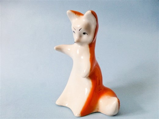 Vintage USSR Porcelain Fox Figurine, Animal Art Statue - Etsy
